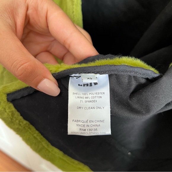 UNIF Debbie Jacket Green Fuzzy Snap Button Oversized Size XS - Picture 13 of 13